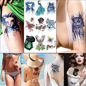 Negro salvaje Tigre Ángel elefante zorro animales <span class=keywords><strong>mano</strong></span> medio brazo <span class=keywords><strong>hombre</strong></span> niño cuerpo arte tatuaje temporal pegatina - Product Image 6