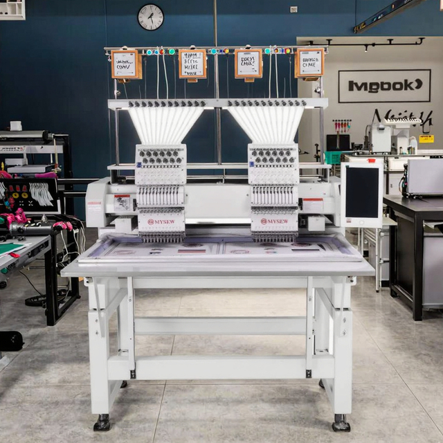 MYSEW MJS1202 Industrial 12 Needles 2 Head Computerized Embroidery Machine with Dahao System for Apparel Mass Production