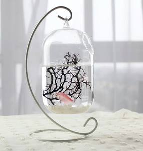 USMILEPET Best Seller Vidro <span class=keywords><strong>Betta</strong></span> <span class=keywords><strong>Fish</strong></span> Aquarium Forma Redonda Vaso Esférico Pendurado Vidro <span class=keywords><strong>Fish</strong></span> Bowl Duplo para Desktop Decor - Product Image 2