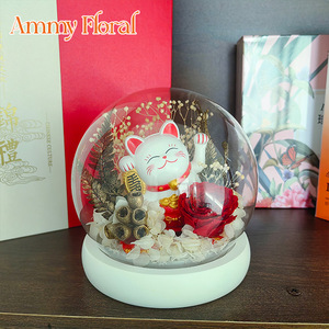 AM-PFA57 Ammy fleur éternelle couvercle en verre pour <span class=keywords><strong>Maneki</strong></span> <span class=keywords><strong>Neko</strong></span> dôme en verre fleurs conservées <span class=keywords><strong>Rose</strong></span> cadeau de noël décoration de la maison - Product Image 3