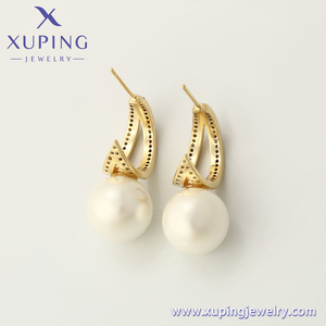 Joyería xuping de moda elegante de oro de 14K para mujer, aretes de perlas de lujo simples, joyería de lujo de moda de - Product Image 4