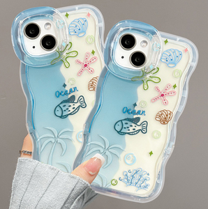 Coque de téléphone portable en TPU à bords ondulés avec double support invisible et motif étoile de mer pour <span class=keywords><strong>iPhone</strong></span> 11 <span class=keywords><strong>12</strong></span> 13 14 15 16 17 Pro Max - Product Image 5