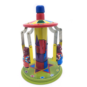 Carrusel Retro de Cuerda, Juguete Clásico de Metal, Regalo para Fiestas Infantiles, Oso Giratorio con Resorte de Metal Verde, Recuerdo Nostálgico de la Infancia - Product Image 4