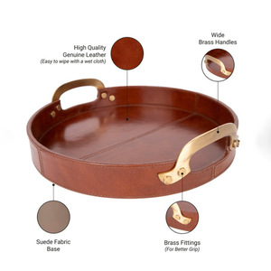 Corbeille à fruits en cuir simple et élégante, plateau à fruits en cuir PU, plateau de rangement pour clés et articles divers - Product Image 5