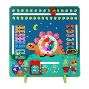 Animals style Toddler calendar learning toy Montessori kids time recognition toy Wooden calendar toy set