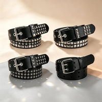 Ceinture à rivets tendance pour homme, style punk rock clouté, avec boucle ardillon, en PU synthétique noir, unisexe, type harnais, style western, pour la vente en dropshipping