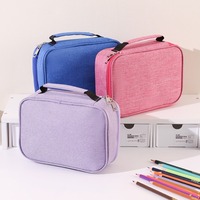 Trousse à crayons classique portable à 5 couches, grande capacité, multi-compartiments, organiseur de papeterie, pochette à stylos en Oxford avec fermeture éclair, pour l'école