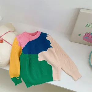 Kid'S Sweater Rainbow Crew Neck Top Fashion Children'S Winter Baby Girls Wear Knitwear