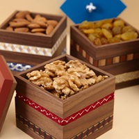 Petite boîte alimentaire portable personnalisée, artisanale, de luxe, en bois MDF, pour baklava, dattes, chocolat, bonbons, emballage cadeau