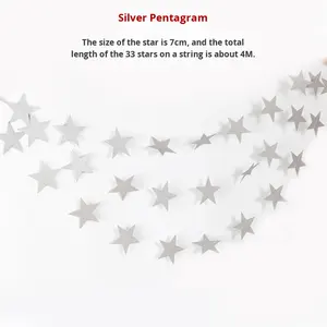<span class=keywords><strong>Guirlande</strong></span> d'étoiles colorées en carton doré, noir et blanc pour fête d'anniversaire, surface miroir argentée, étoile à cinq branches, accessoires de décoration - Product Image 5
