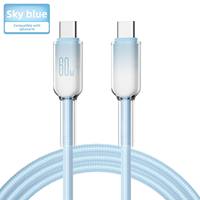 Câble de transfert de données et de charge rapide Type-C vers Type-C 60W, compatible avec iPhone 16, avec gaine recouverte de PD