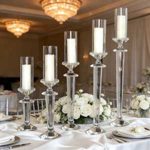 ZT-026 Wedding Table Decoration Set Crystal <strong>Tall</strong> <strong>Candlesticks</strong> &amp; Pillar for Wedding Centerpiece - Product Image 1