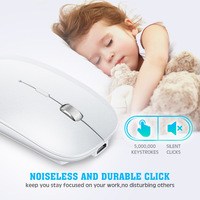 Souris sans fil mini USB 2,4 GHz + Bluetooth 5.2, ergonomique, rechargeable, avec molette de défilement métallique et 3 boutons, pour droitier, compatible ordinateur portable/PC