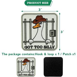 Patch brodé drôle en forme de canard cowboy avec fixation auto-agrippante pour sacs, sacs à dos, chapeaux, vestes 33939L X 33939W - Product Image 6