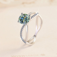 Bague de fiançailles en moissanite solitaire, couleur D, clarté VVS1, taille brillante ronde, en argent sterling S925 massif