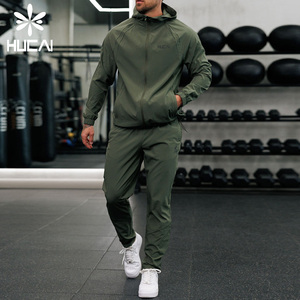 HUCAI Custom logo Polyester Lightweight Reflective Full Zip Workout Sports <strong>Men's</strong> Tracksuit Top Outdoor <strong>Running</strong> <strong>Jacket</strong> - Product Image 2
