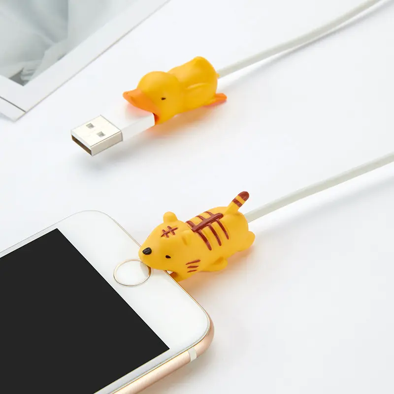 Mobile Phones Accessory Cute Cartoon Promotional pvc cute animal bite cable protector cable phone cable protector