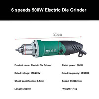 Ensemble d'outils rotatifs mini perceuse 500W 6,5 mm, micro-graveur de jade, polisseur multifonctionnel, kits de meuleuse électrique à vitesse réglable