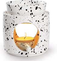 Brûleur à huile en céramique pour cire fondue, diffuseur d'arômes |   Support de bougie chauffe-plat pour aromathérapie, facile à utiliser, décoration de chambre à coucher, blanc