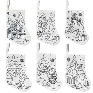 Calcetines Navideños para Colorear, Personalizados, Bolsa <span class=keywords><strong>de</strong></span> Regalo para Niños, Decoración Navideña, Santa Claus - Product Image 1