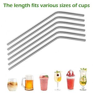 SiYJ724 Wholesale Customizable Logo 6 8 12mm Reusable Metal Straw Custom 304 Stainless Steel <b>Drinking</b> Straws Gift Set with Brush - Product Image 2