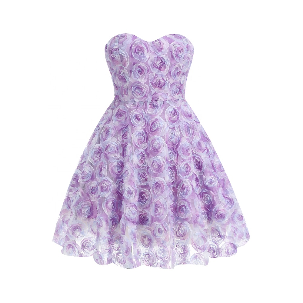 Women Purple Fairy Vestidos Mini High End Fashion Strapless Flowers  Celebrity Evening Party Gowns Birthday Dresses| Alibaba.com