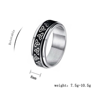 Nuevo Anillo Giratorio de Acero Inoxidable de 8mm, Color Negro y Dorado, con Nudo Celta Triangular, Anillo de Dedo de Acero Inoxidable 124