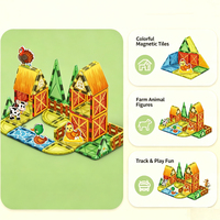 Ensemble de blocs de construction magnétiques AJB 44 pièces sur le thème de la ferme, jouet d'assemblage, cadeau créatif Montessori