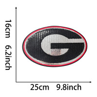 Patch brodé thermocollant personnalisé en stock, motif Bulldog de l'université de Géorgie, 26 cm, avec sequins, grande taille, vente chaude