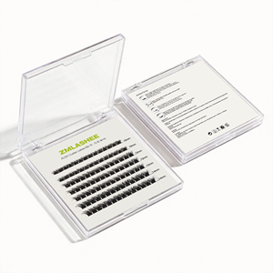 En gros Faux cils noirs courbés en <span class=keywords><strong>D</strong></span>, en segments, effet vison, pour extension de cils en grappe DIY, kit de colle - Product Image 1