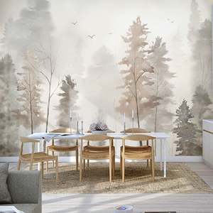 Nordische moderne Wald tapete Wohnzimmer Schlafzimmer Hintergrund benutzer definierte Wandbild - Product Image 1
