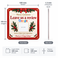 Weihnachts-NFC-Dynamische QR-Code Google-Bewertungskarte Aufkleber für Restaurant Café Tischplatten-Feedback-Schild Individuelles Feiertagsdesign