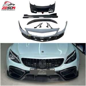 Bodykit Stile I in Fibra di Carbonio Paraurti Anteriore Paraurti Posteriore Diffusore Spoiler Splitter per <span class=keywords><strong>Mercedes</strong></span> W205 Classe <span class=keywords><strong>C</strong></span> C63 <span class=keywords><strong>AMG</strong></span> Berlina Coupé - Product Image 1