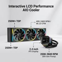 Refroidisseur liquide AIO DeepCool LM360 noir 360 mm avec écran LCD IPS de 2,4 pouces 250 W+ TDP pour Intel LGA1700 et AMD AM5