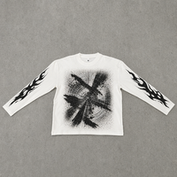 T-shirt à manches longues pour homme, imprimé personnalisé, 100% coton, ample, style streetwear, impression DTG, graphique
