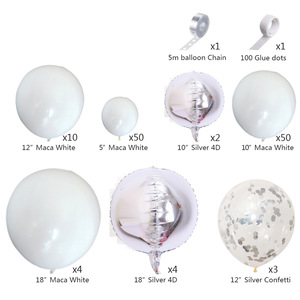 Ballons en feuille 4D argentés transfrontaliers + ballon en latex blanc + arc de ballon de confettis ensemble fête de décoration de <span class=keywords><strong>mariage</strong></span> - Product Image 2