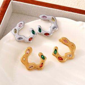 Pendientes de Acero Inoxidable 316L para Mujer, de Segunda Mano, con Zirconia Galvanizada, Irregulares, Estilo Vintage, Premium, Tipo Stud, de Nicho - Product Image 5