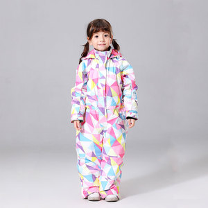 Combinaison de ski une pièce chaude pour enfants avec fermeture à glissière à capuche équipement respirant pour garçons et filles - Product Image 5