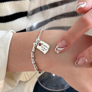S925 Sterling Silver Heart <b>Bracelet</b> For Women Gift Jewelry Geometric Charm Design Square Shape Fashion Accessory - Product Image 2