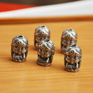 Cuentas de calavera Zhaqilam de plata tibetana, forma irregular de plata antigua para hacer pulseras, fundición a presión, accesorios de joyería de plata Sanqi - Product Image 3