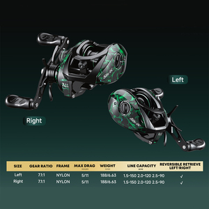 Carrete de Pesca HAUT TON con Sistema de Frenado Electrónico de Control Digital, Carrete de Baitcasting con Línea Antiexplosión, Izquierda/Derecha - Product Image 2