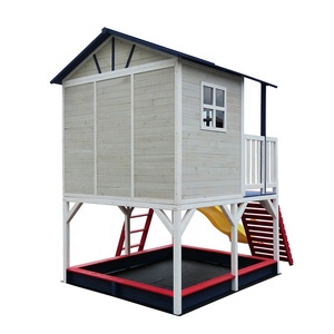 Maison de jeu en bois pour enfants <span class=keywords><strong>avec</strong></span> <span class=keywords><strong>toboggan</strong></span> et bac à sable, structure d'escalade - Product Image 3
