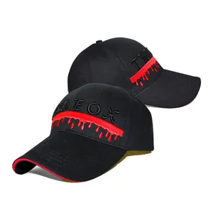 High Quality Customized Logo Sports Baseball Cap Embroidery Black Red Sandwich Hat Baseball Cap