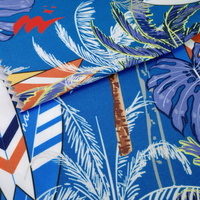 Tissu extensible 4 directions à imprimé tropical pour l'extérieur, 92% polyester, 8% élasthanne, motif cocotier bleu, surf, hawaïen, tissé, pour les vacances