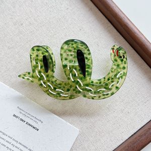 YJL nuevo diseño Animal serpiente agua ondulación patrón acetato garra Clip exquisito Color verde fresco pinza <span class=keywords><strong>de</strong></span> <span class=keywords><strong>pelo</strong></span> niñas Clip - Product Image 5