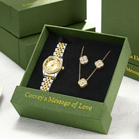 Ensemble de bijoux de luxe pour femme : Montre élégante en alliage avec cristaux, collier et bracelet – Idéal pour le dropshipping