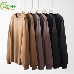 <span class=keywords><strong>Maglietta</strong></span> da uomo Vintage collezione autunnale a maniche lunghe con maniche lunghe in puro cotone con filettatura in cotone lavato a maniche lunghe e sbiadito t-shirt da uomo - Product Image 4