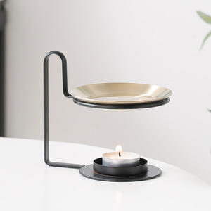 T250734 Four d'aromathérapie à disque doré noir <span class=keywords><strong>Lampe</strong></span> <span class=keywords><strong>chauffante</strong></span> à huile essentielle pour la fusion de cire domestique pour encens Amazon - Product Image 3