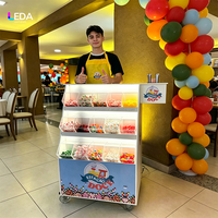 Carrito Portátil LEDA Blanco para Exhibición de Dulces con Contenedores Acrílicos, Estación de Dulces para Bodas y Fiestas, Soporte Móvil para Barra de Dulces
