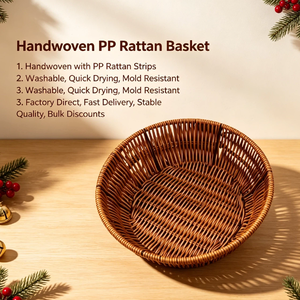 Keranjang Anyaman PP Rattan Multi Ukuran dari Pabrik, Tempat Buah Anyaman Tahan Lama untuk Restoran & Penggunaan Rumah Tangga - Product Image 3